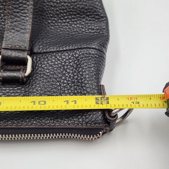 Fossil Leather Shoulder Bag Black Pebbled Leather Zip Top Medium Purse - Picture 10 of 12